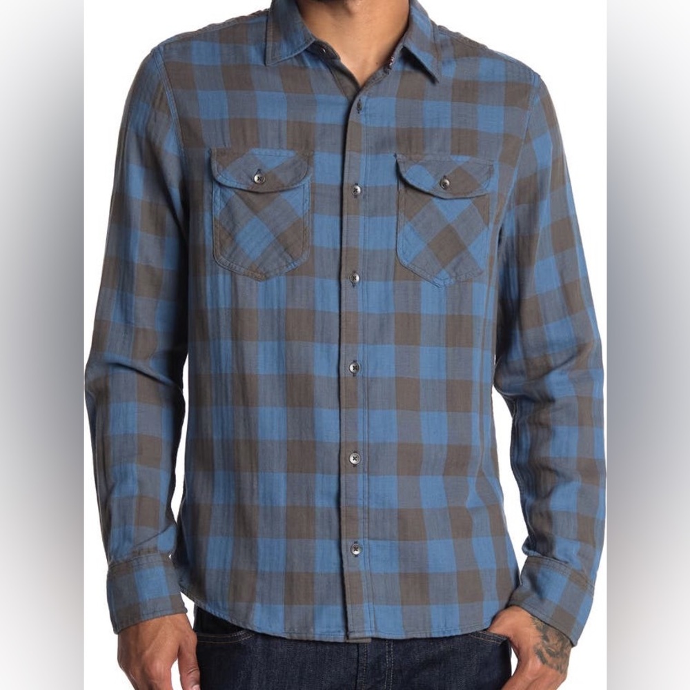 Flag and Anthem Buffalo Check Regular Fit Shirt - Men’s- Medium- Blue/Black